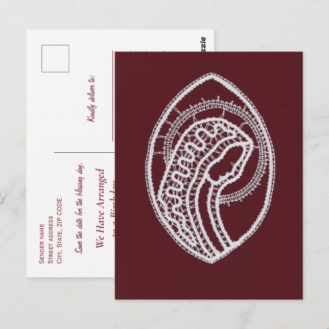 Postal Santa María de la Virgen, encaje (Anverso / Reverso)