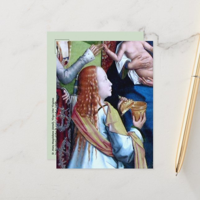 Postal Santa María Magdalena como Myrrhbearer (detalle; M (Anverso/Reverso In Situ)