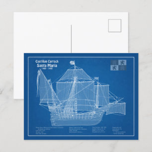 Postal Santa María - Planes de Blueprint de barco ABD
