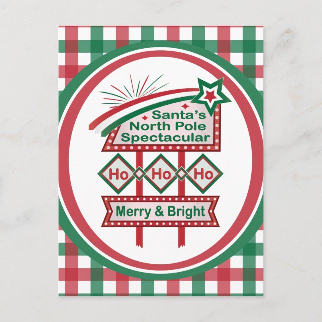 Postal Santa Marquee Retro - Ho Ho Merry & Bright (Anverso)