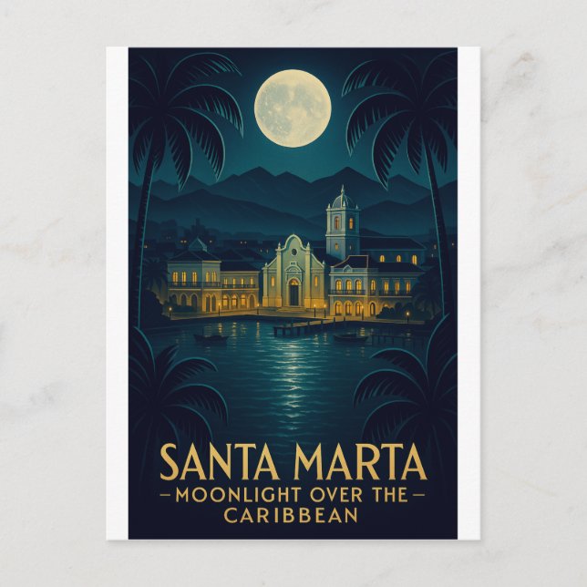 POSTAL SANTA MARTA — LUZ DE LUNA SOBRE EL CARIBE (Anverso)