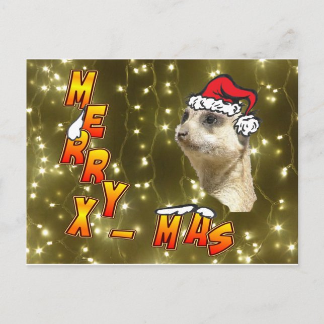 Postal Santa Meerkat Merry Christmas Sparkling Postcard (Anverso)
