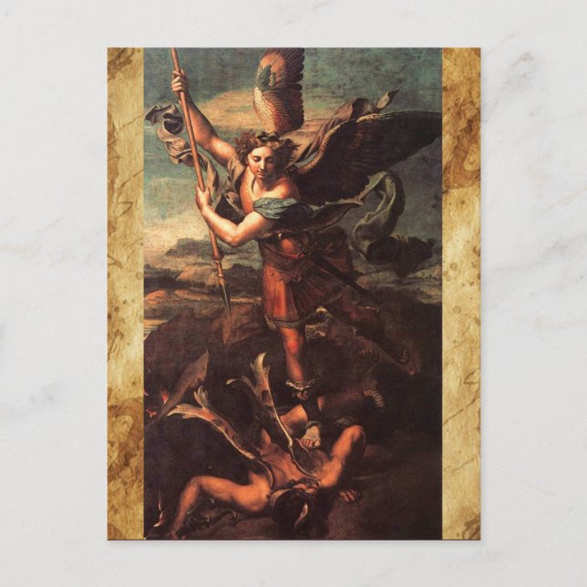 Postal Santa Michael Vanguishing Satan Prayer (Anverso)