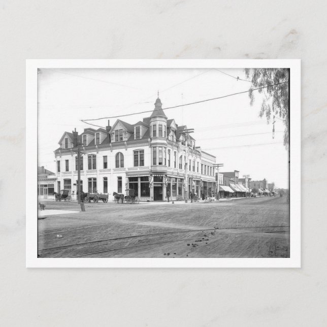 Postal Santa Mónica CA, edificio de bancos, estilo de épo (Anverso)