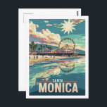 Postal Santa Mónica Calfornia Famoso Viaje Vintage<br><div class="desc">Santa Monica Calfornia USA America Vintage Famoso Travel Place</div>