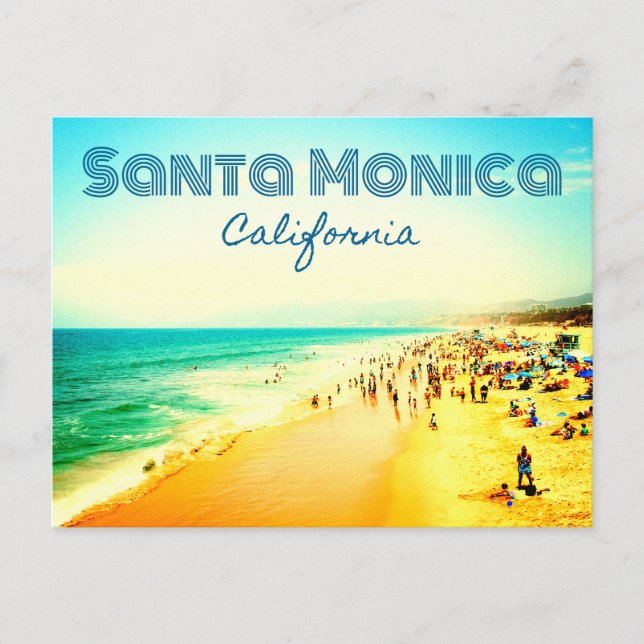 Postal Santa Mónica, California Summer Beach Scene (Anverso)