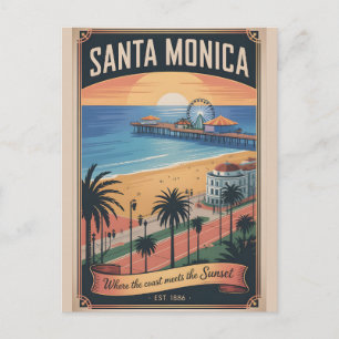 Postal Santa Mónica California Vintage Viajes Retro
