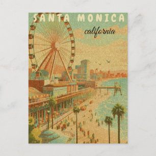 Postal santa monica  monica california  clásica de viaje 