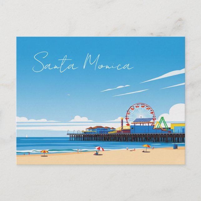 Postal Santa Mónica Pier California Los Ángeles (Anverso)