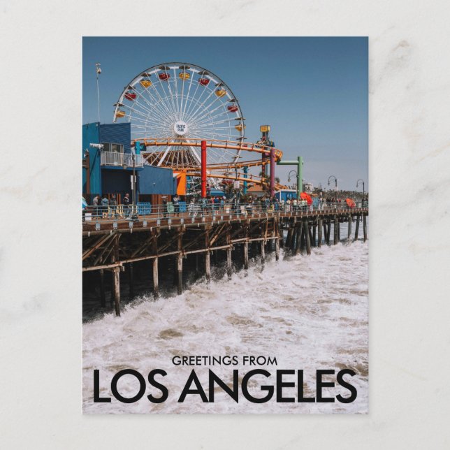 Postal Santa Monica Pier, Los Ángeles, Estados Unidos (Anverso)