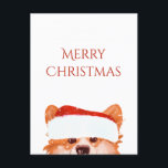 Postal Santa Naranja Corgi Merry Christmas<br><div class="desc">Cute naranja corgi ilustracion Feliz Navidad - postal. ¡Personalizable!</div>