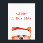 Postal Santa Naranja Corgi Merry Christmas<br><div class="desc">Cute naranja corgi ilustracion Feliz Navidad - postal. ¡Personalizable!</div>