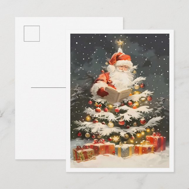 Postal Santa Navidad Alegre Antiguo (Anverso / Reverso)