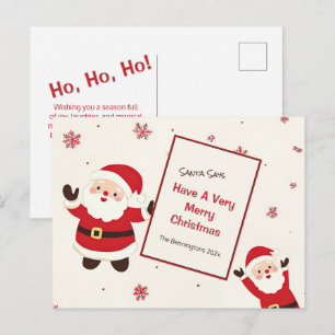 Postal Santa navideño retro lindo