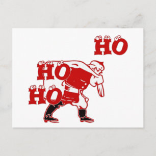 Postal Santa Paseando en rojo y blanco Ho Ho Ho Ho Art Pr