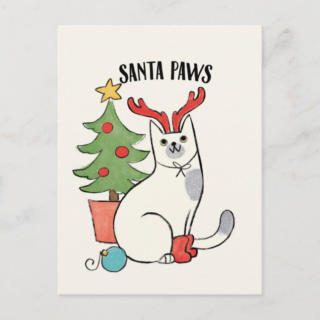 Postal Santa Paws | Reindeer Cat (Anverso)