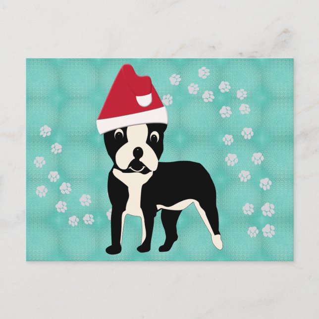 Postal Santa Personalizado Boston Terrier (Anverso)