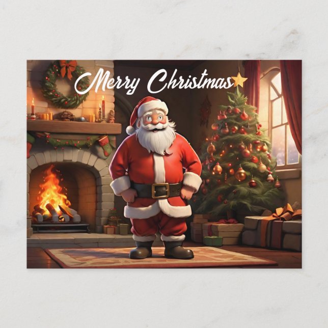 Postal Santa por tratar delante del fuego (Anverso)