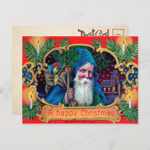 Postal Santa Postcard rota azul vintage