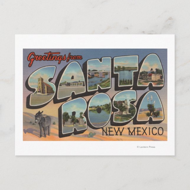 Postal Santa Rosa, Nuevo México - Escenas de letras grand (Anverso)