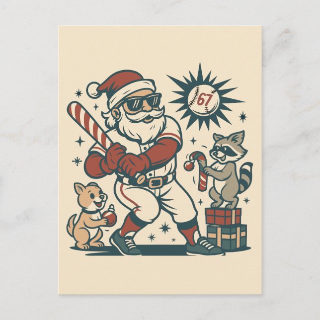 Postal Santa’s 67 Christmas Baseball Meme (Anverso)