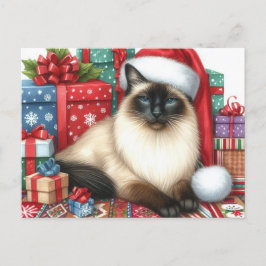 Postal Santa Siamese Cat Christmas Holiday 