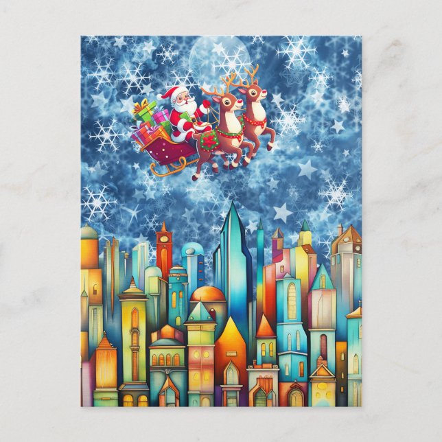 POSTAL SANTA SOBRE LA CIUDAD (Anverso)