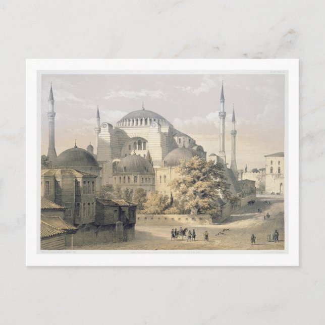 Postal Santa Sofía, plato 19: vista exterior del mosq (Anverso)