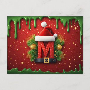 Postal Santa Sombrero Carta M Navidad