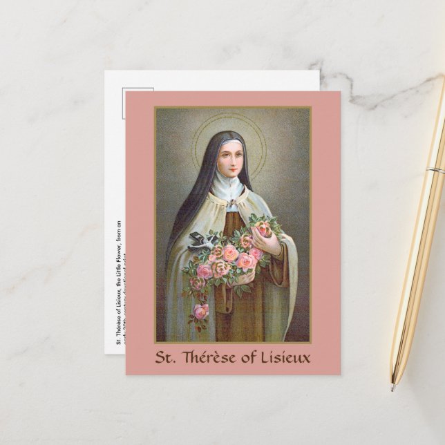 Postal Santa Teresa de Lisieux la Flor Pequeña (BJE 01) (Anverso/Reverso In Situ)