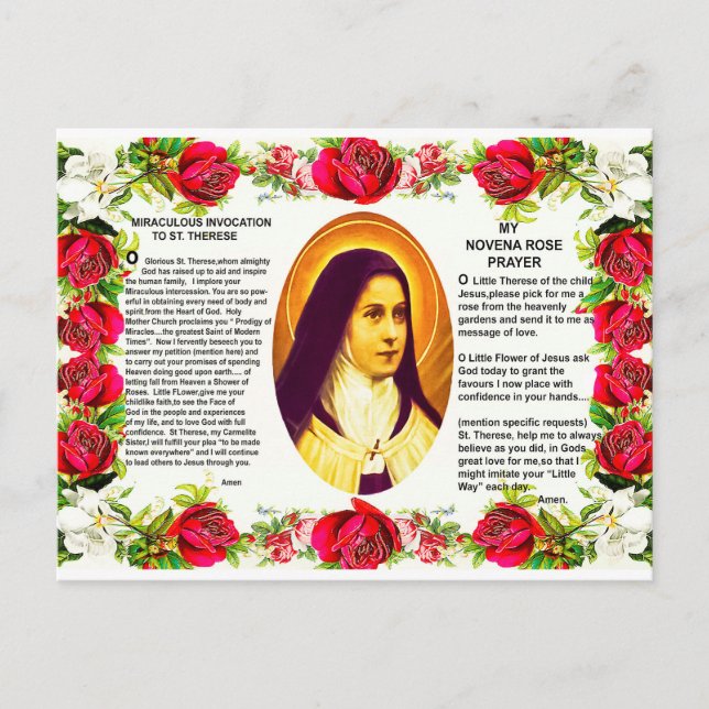 Postal Santa Teresa La Pequeña Flor De Jesús (Anverso)
