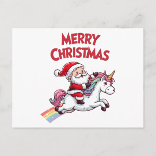 Postal Santa Unicornio Feliz Navidad
