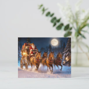 Postal Santa Vaquero de País Occidental y Diligencia