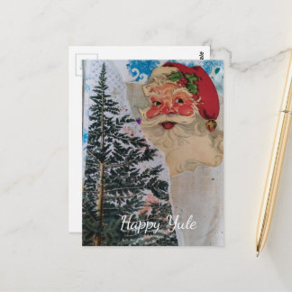 Postal Santa Vintage Collage Mixto Feliz Yule