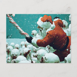 Postal Santa vs Snowmen Flat Greeting Card