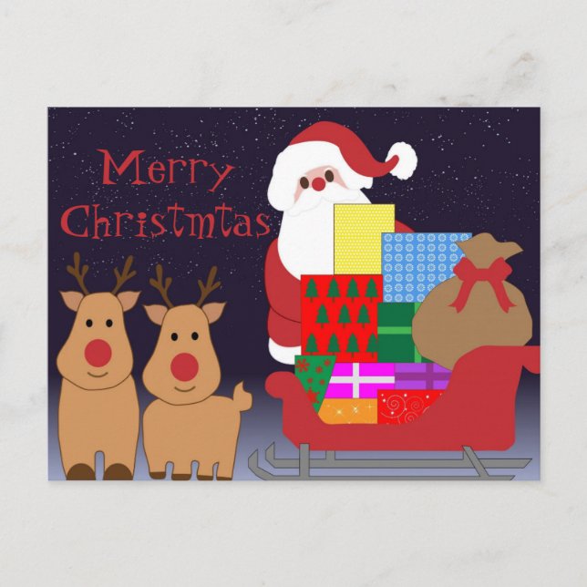 Postal Santa y Reindeer (Anverso)