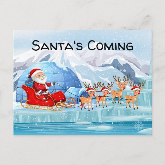 Postal Santa y Sleigh (Anverso)