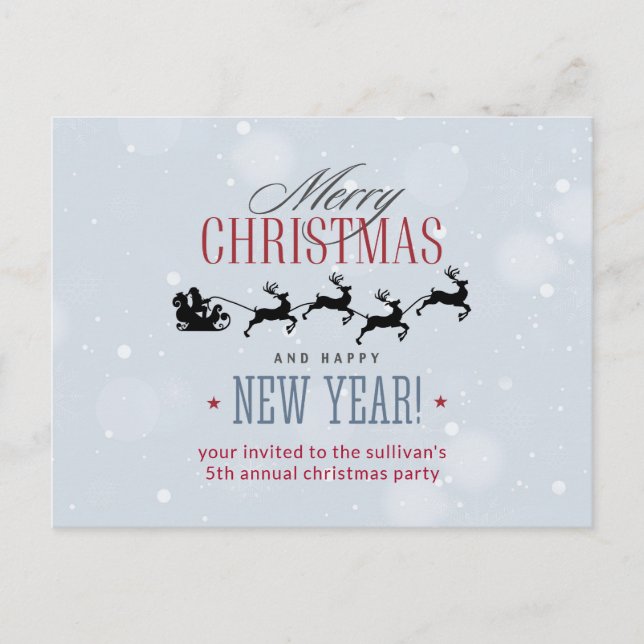 Postal Santa y su Fiesta de Navidades de renos voladores (Anverso)