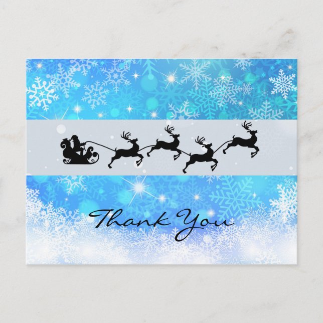 Postal Santa y sus Navidades de renos voladores gracias (Anverso)