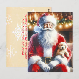 Postal Santa y un cachorro | Vintage Christmas