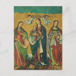 Postal Santas Perpetua y Felicidad con la Virgen María