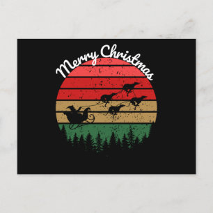 Postal Santas Sleigh arrastradas por los grises