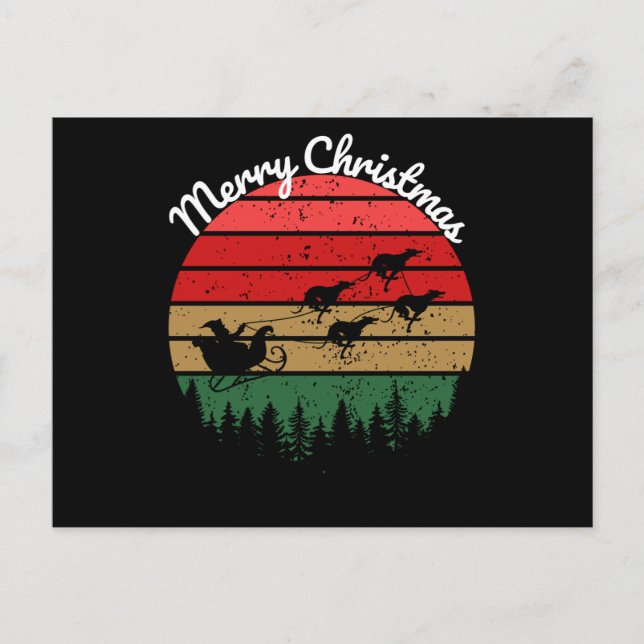 Postal Santas Sleigh arrastradas por los grises (Anverso)