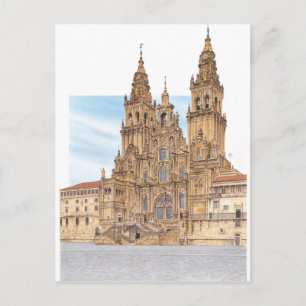 Postal Santiago de Compostela Fachada occidental. España
