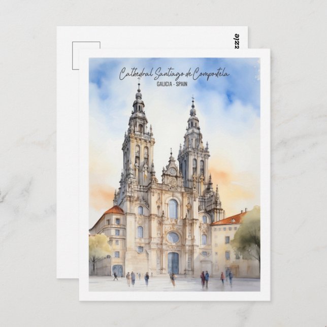 Postal Santiago de Compostela Galicia Famoso Lugar de Via (Anverso / Reverso)