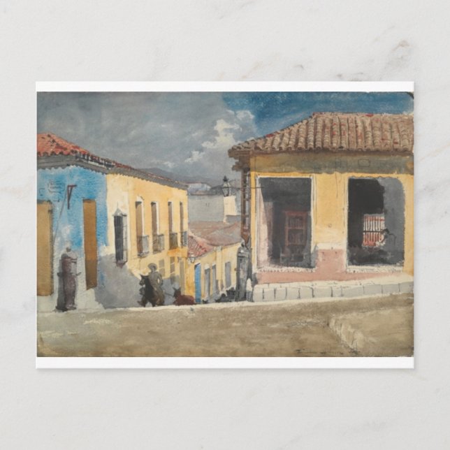 Postal Santiago de Cuba, escena callejera de Winslow Home (Anverso)