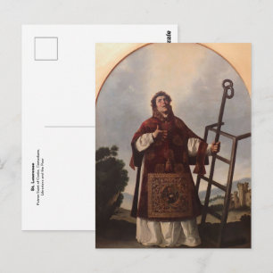 Postal Santo patrón católico romano de San Lorenzo