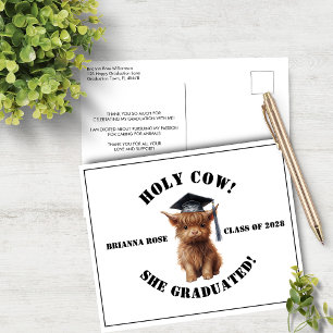 Postal ¡Santo Vaca! Graduación Gracias Postcard