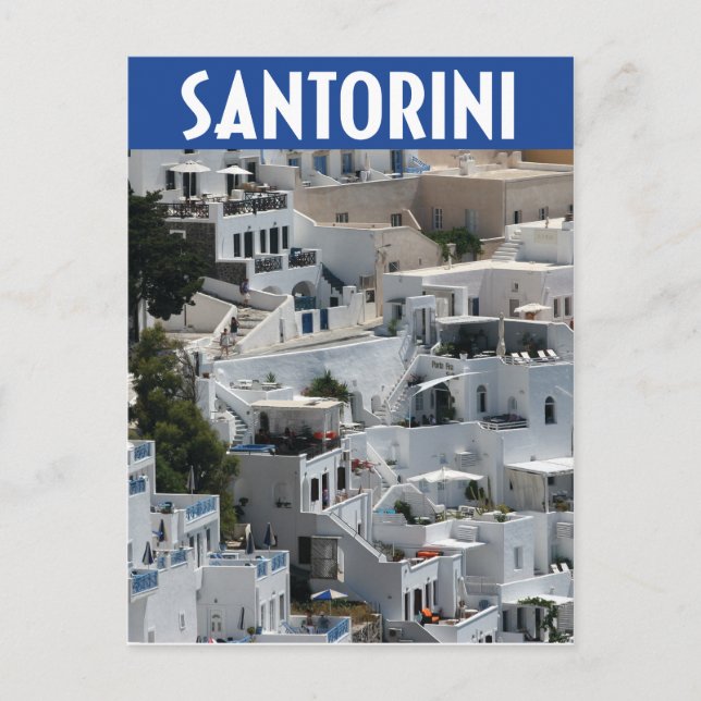 Postal Santorini, arquitectura en la ladera de una colina (Anverso)