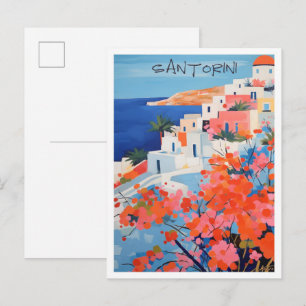 Postal Santorini Arte Griego Viajes